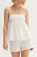 CRESCENT Tie Back Babydoll Linen Blend Top