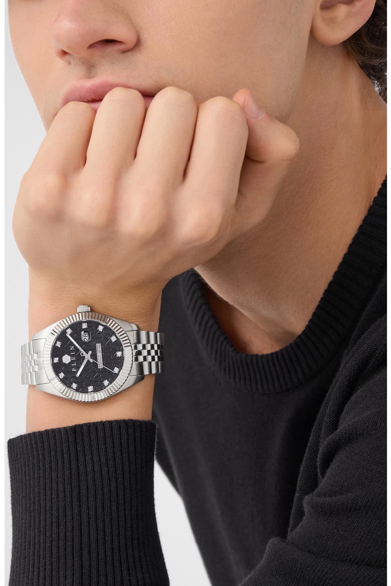 Date Superlative Crystal Bracelet Watch, 41mm, Alternate, color, STAINLESS STEEL