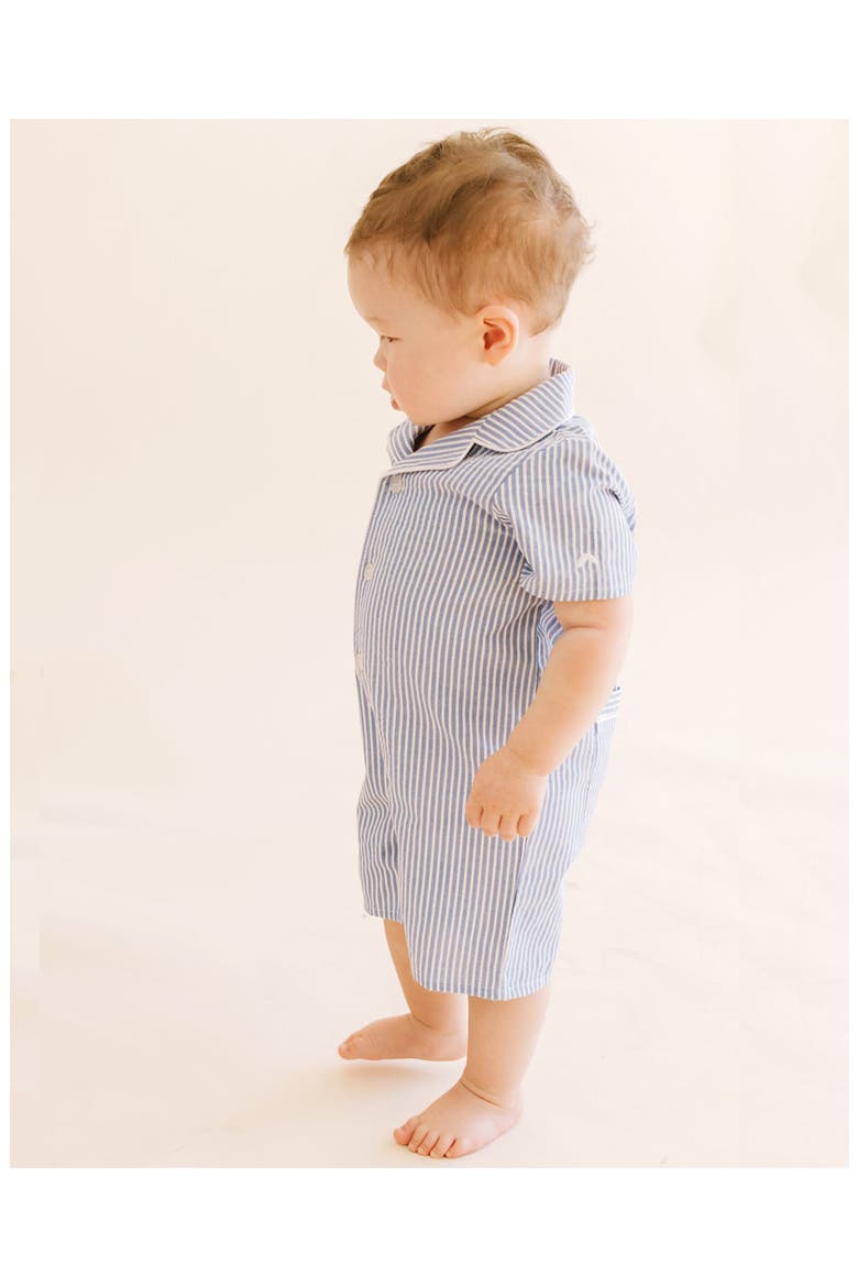 French Blue Seersucker Summer Romper, Alternate, color, BLUE