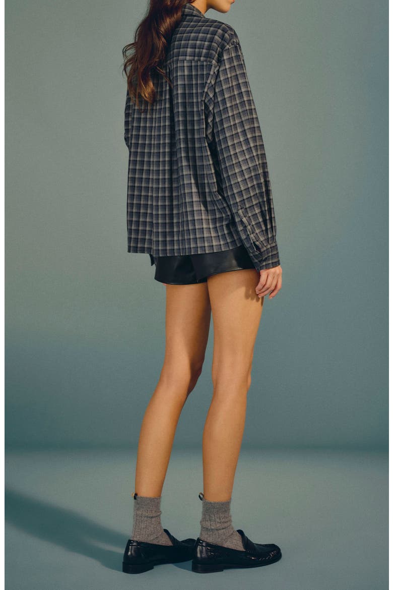 Andy Plaid Oversize Button-Up Shirt, Alternate, color, BLUE PLAID