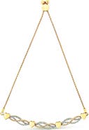 Haus of Brilliance 14K Yellow Gold Plated Silver 1/10 Cttw Diamond Wave and Hearts Bolo Bracelet