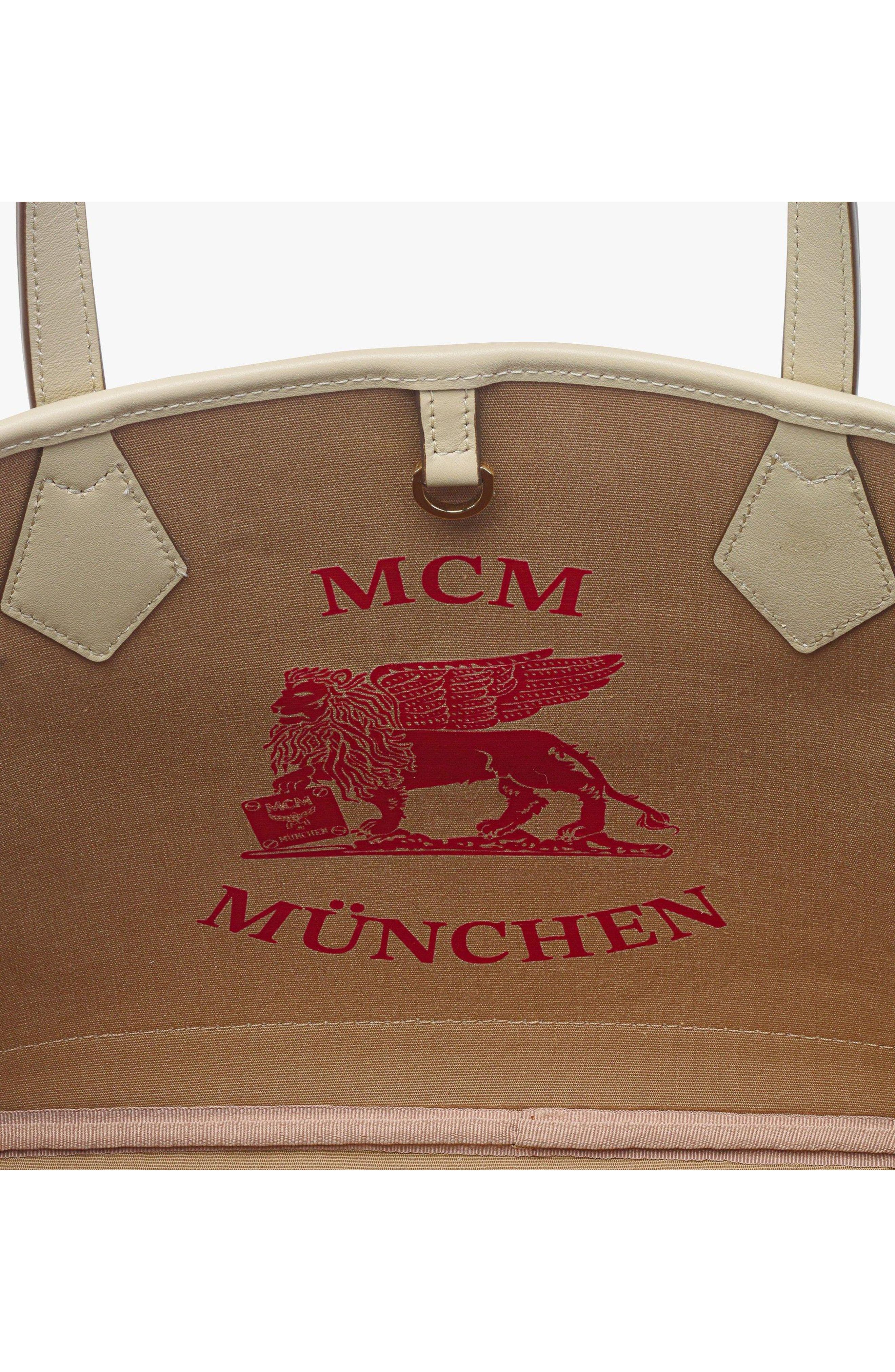 MCM Small New Liz Shopper in Visetos, Alternate, color, Beige