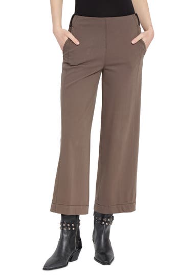 Lyssé Lysse Franca Seamed Crop Wide Leg Knit Jeans In Brown