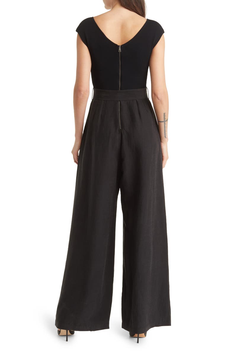 Ted Baker London Tabbia Mixed Media Wide Leg Jumpsuit, Alternate, color, 