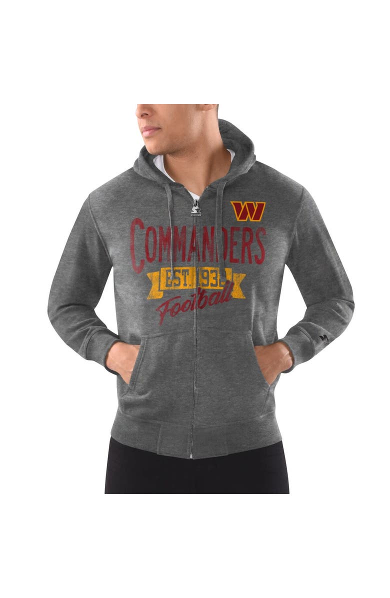 STARTER Men's Starter Charcoal Washington Commanders Domestic Post Season Full-Zip Hoodie, Alternate, color, Charcoal