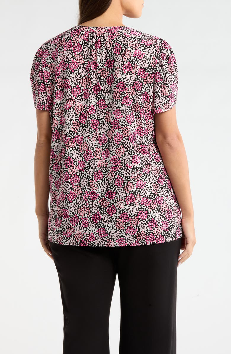 AK ANNE KLEIN Tulip Sleeve Dot Print Jersey Top, Alternate, color, Pink Berry Multi