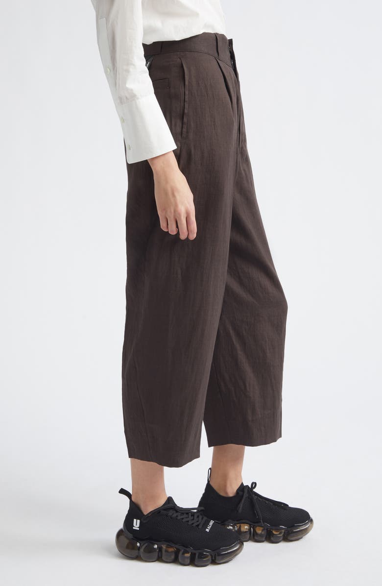 Undercover Crop Linen Straight Leg Pants, Alternate, color, Brown