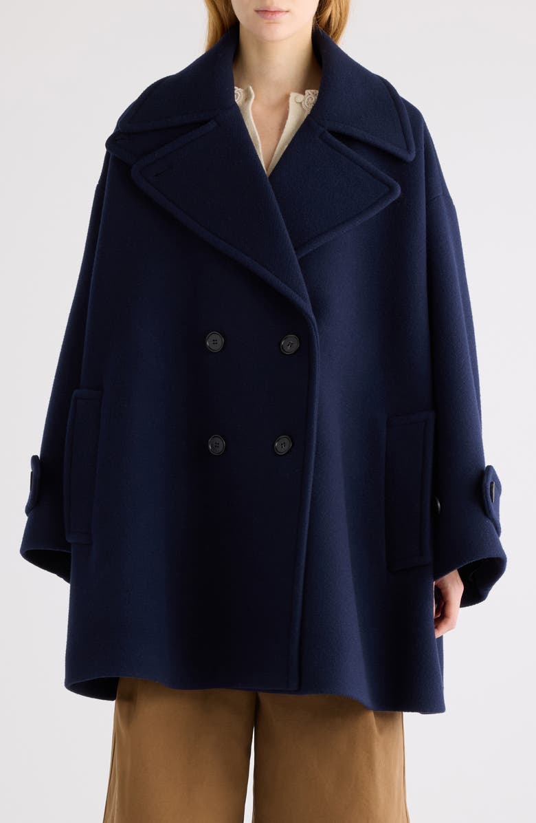 Chloé Iconic Soft Wool Blend Coat, Alternate, color, Evening Blue