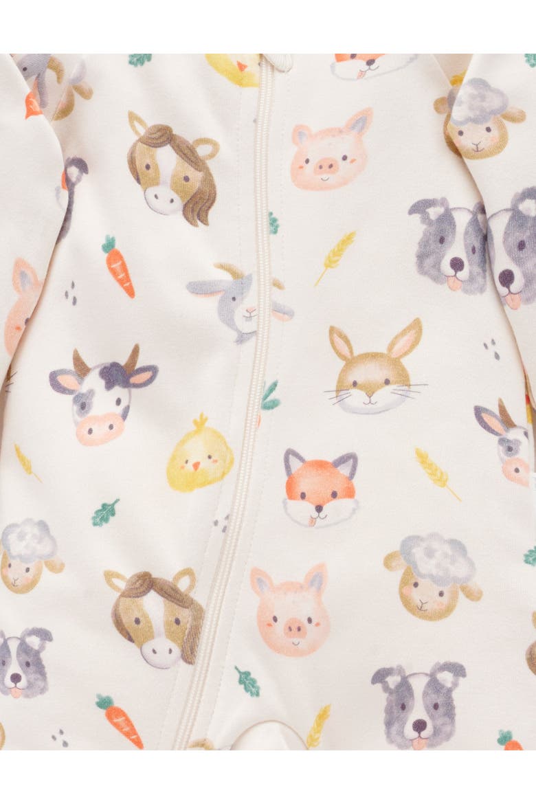 Thick Zip Footie & Bib Set, Alternate, color, Farm Friends Print