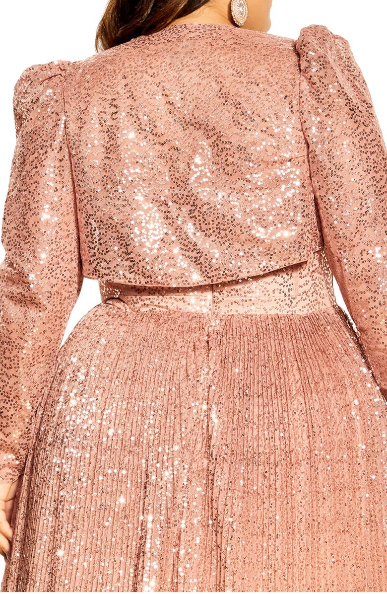 City Chic The Camila Sequin & Satin Bolero, Alternate, color, Gold
