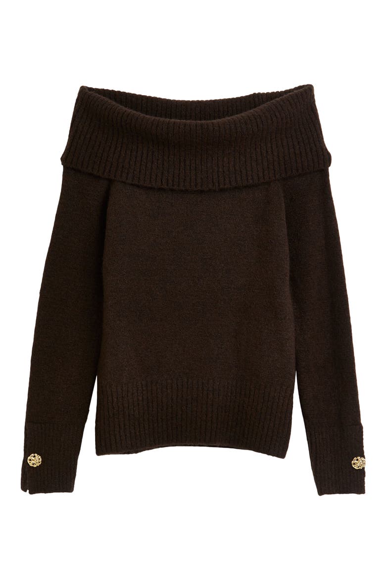 Off the Shoulder Sweater, Alternate, color, BROWN