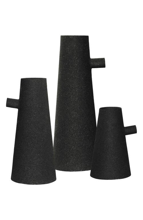 Renwil Aflynta Set of 3 Iron Vases in Black 