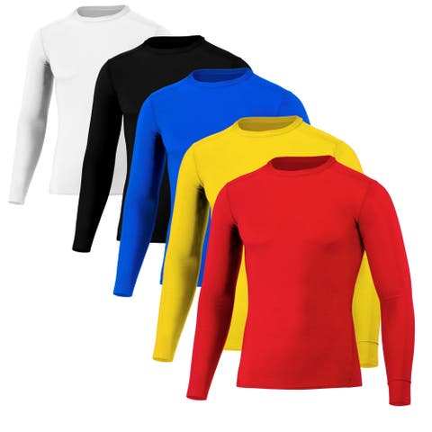 5 Pack Men's Compression Shirt T-Shirt Gym Tops Long Sleeve Moisture-Wicking Cool Tek
