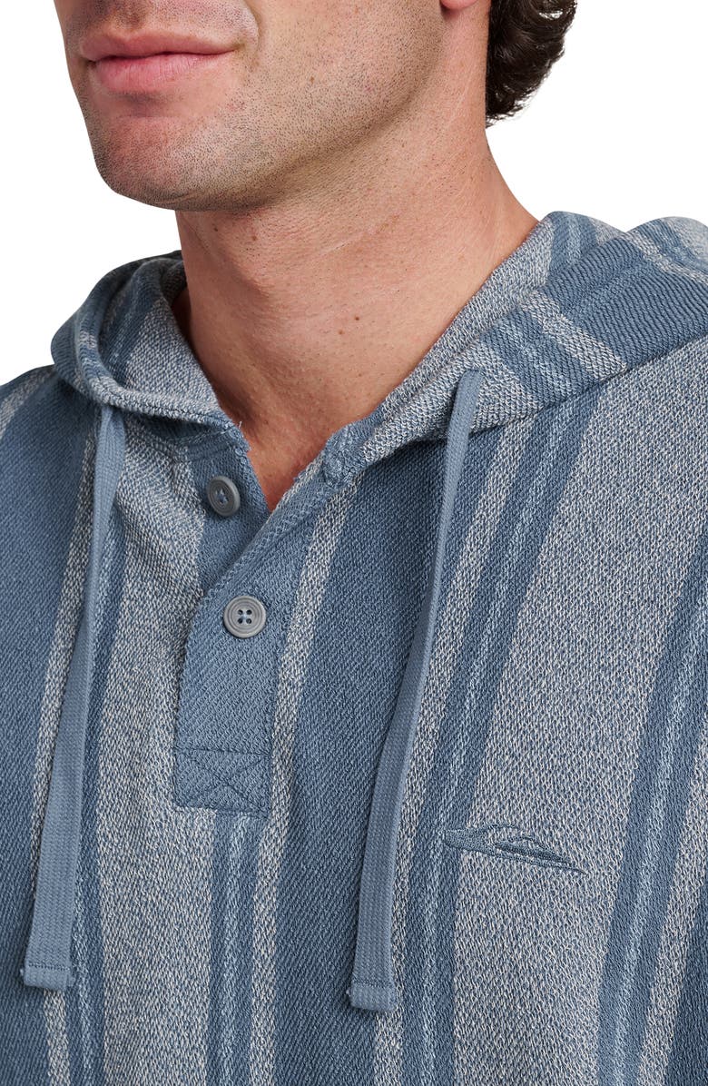 Quiksilver Playa Stripe Henley Hoodie, Alternate, color, China Blue