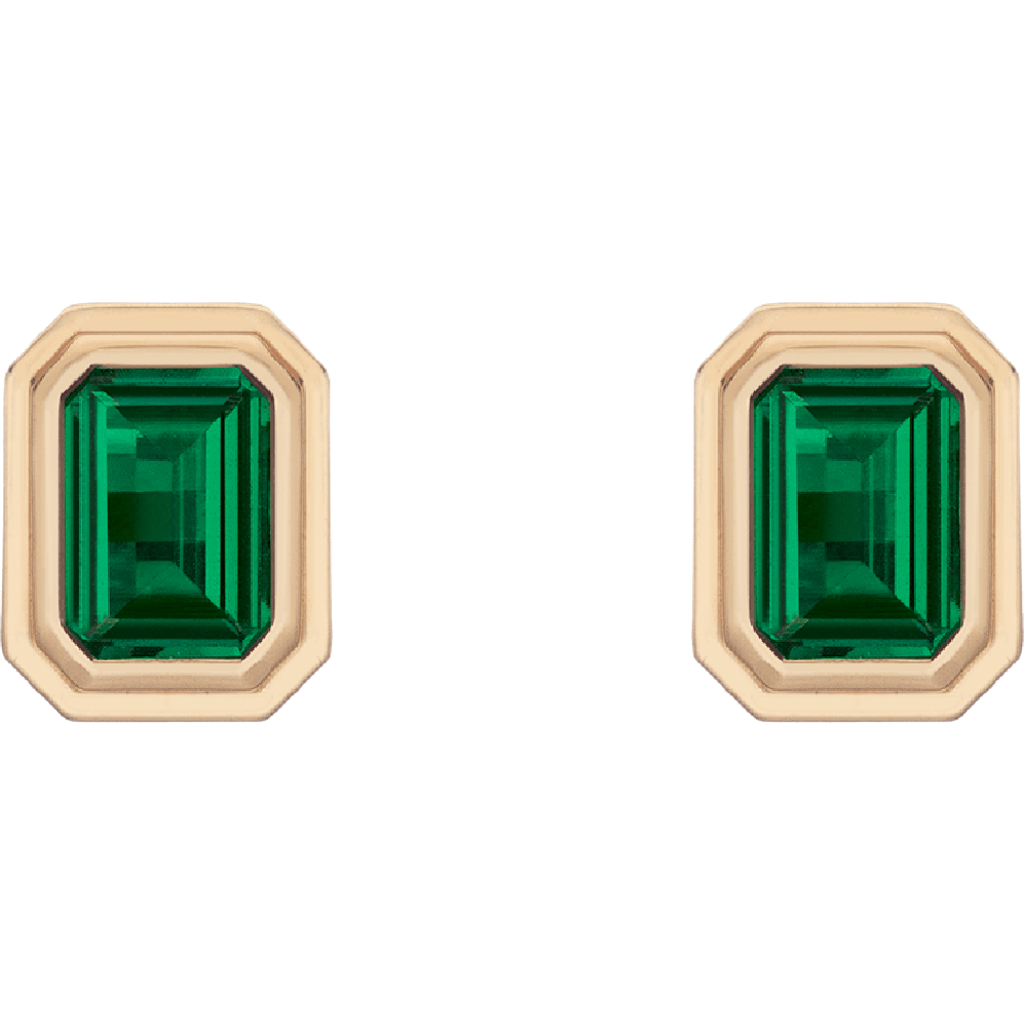 Aurate New York Mini Lab Grown Emerald Heirloom Stud Earrings In Green