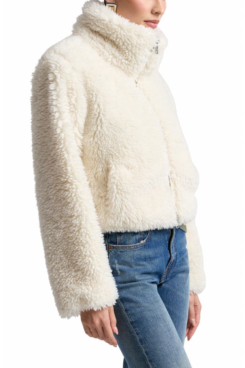 Crop Faux Shearling Zip Jacket, Alternate, color, CREAM