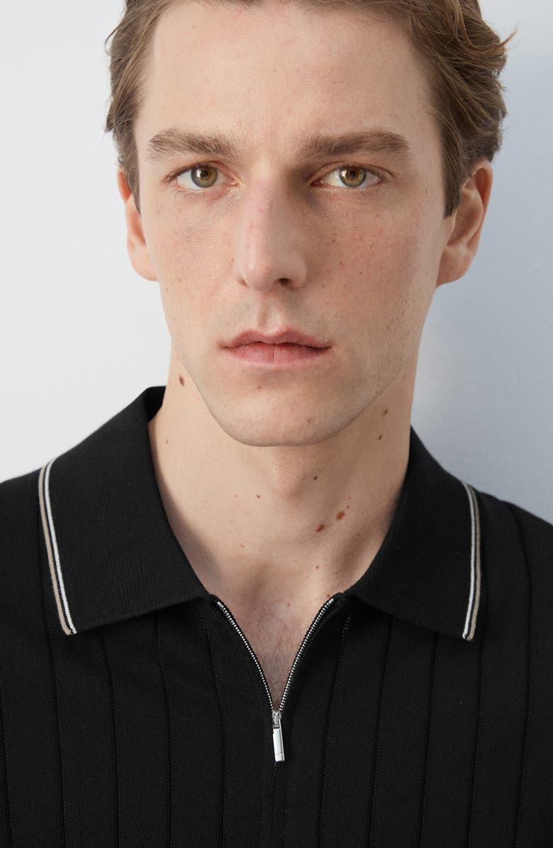 MANGO Zip Placket Polo, Alternate, color, Black