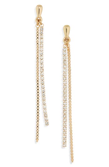 Nordstrom Rack Crystal Chain Drop Earrings In Clear- Gold