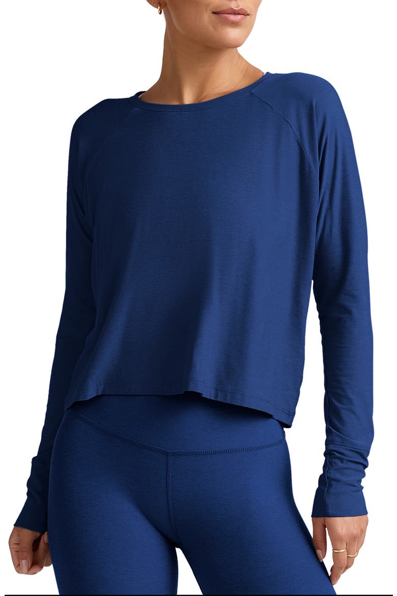 Featherweight Long Sleeve T-Shirt, Main, color, MARINE BLUE HEATHER