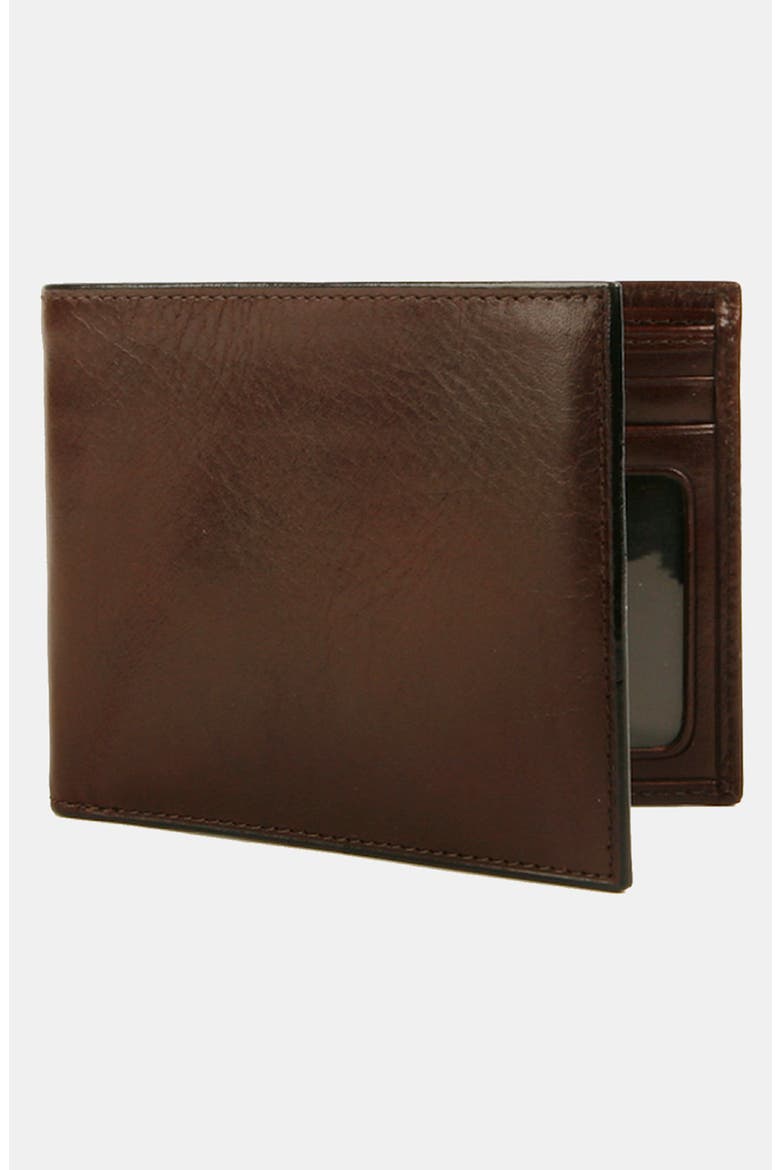 Leather Bifold Wallet, Main, color, DARK BROWN