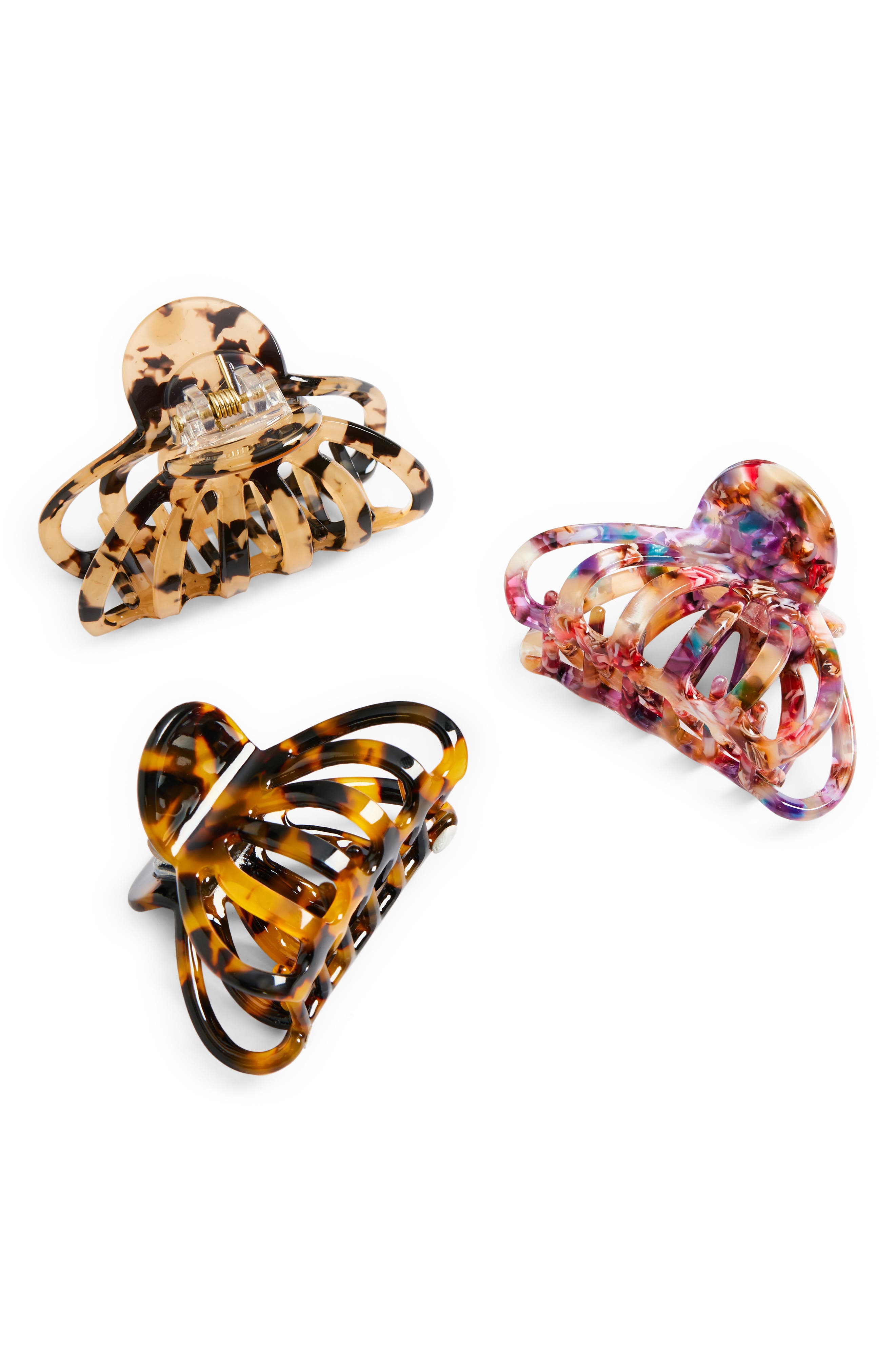 Tasha 3-Pack Assorted Jaw Clips in Tortoise Multi 