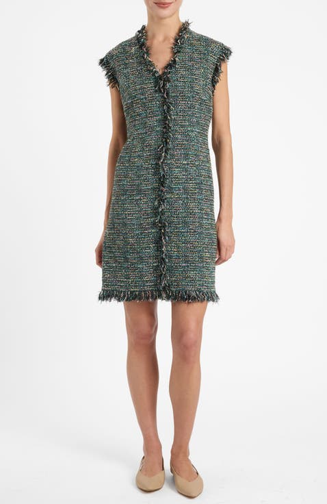 Tuscany Cap Sleeve Dress in Luxury Tweed