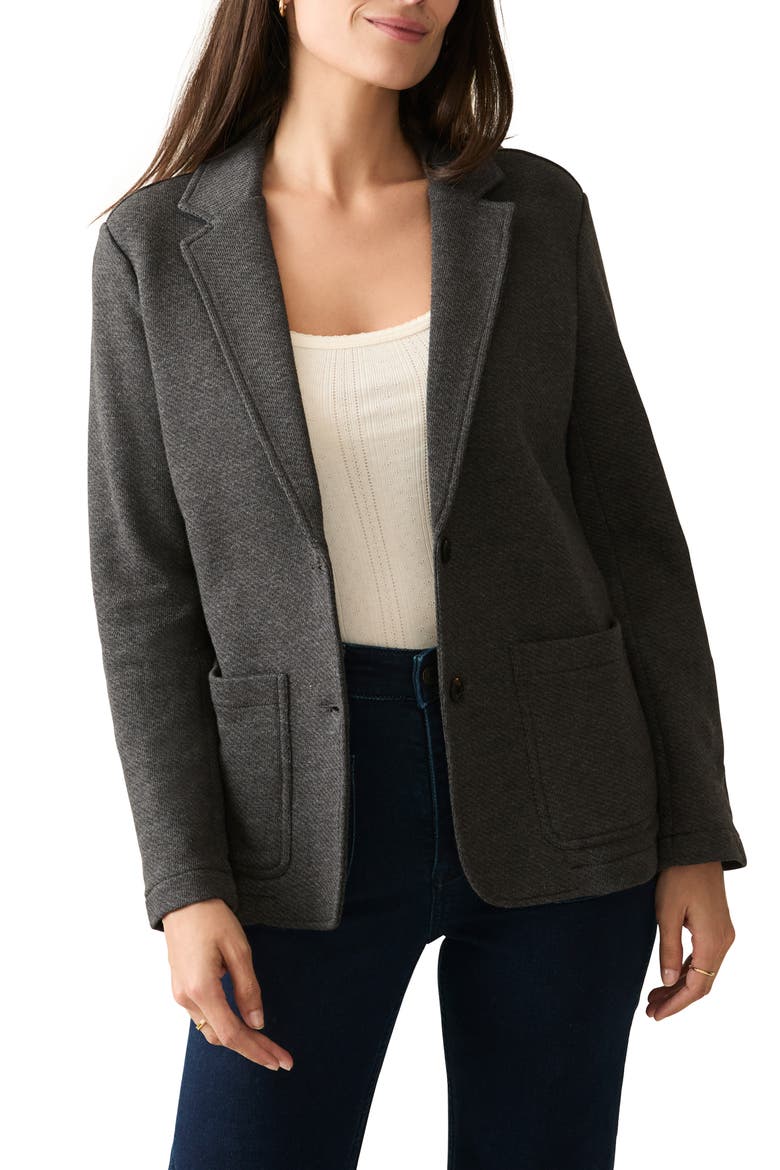 Inlet Cotton Blend Knit Blazer, Main, color, BLACK SKY
