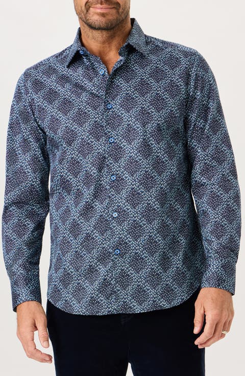 Mayflower Printed Long Sleeve Stretch Cotton Shirt