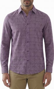 Report Collection Long Sleeve Performance Patterned Stretch Button Up Shirt