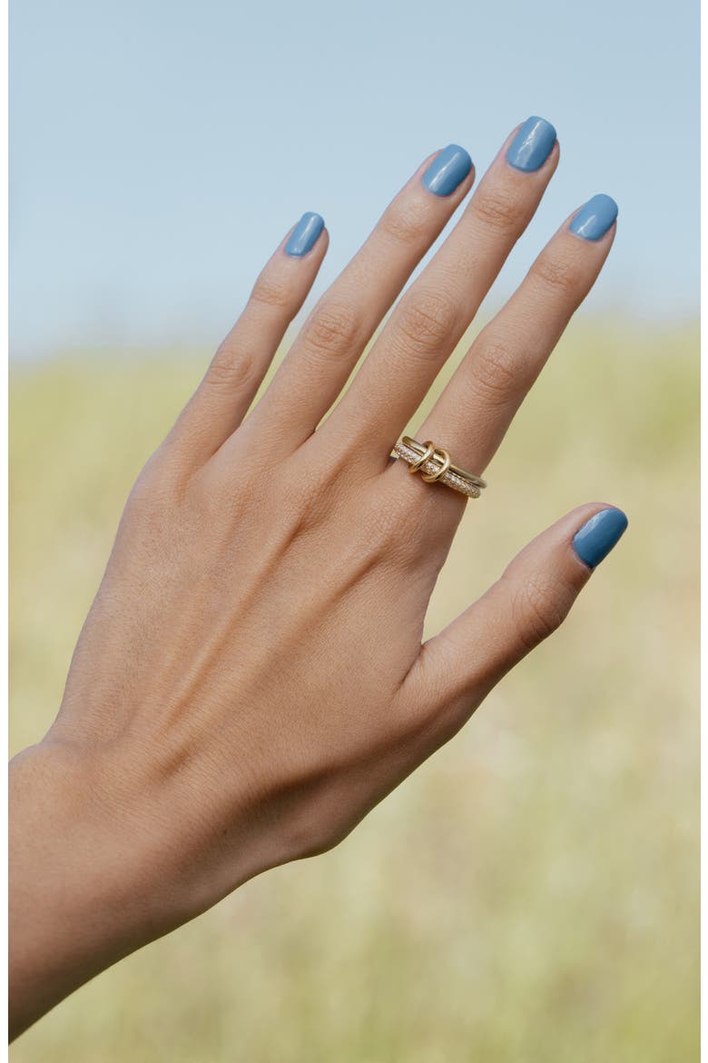 Petite Virgo Pavé Diamond Linked Rings, Alternate, color, STERLING SILVER/ YELLOW GOLD