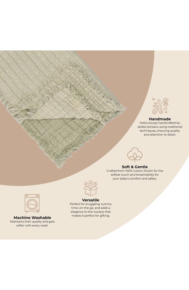 CRANE BABY Ombré Cotton Muslin Blanket, Alternate, color, Green