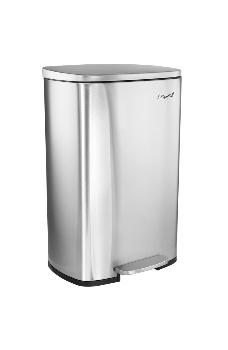 Elama 3 Piece 13 Gallon and 1.3 Gallon Stainless Steel Step Trash Bin Combo Set with Slow Close Mechanism, Alternate, color, Silver