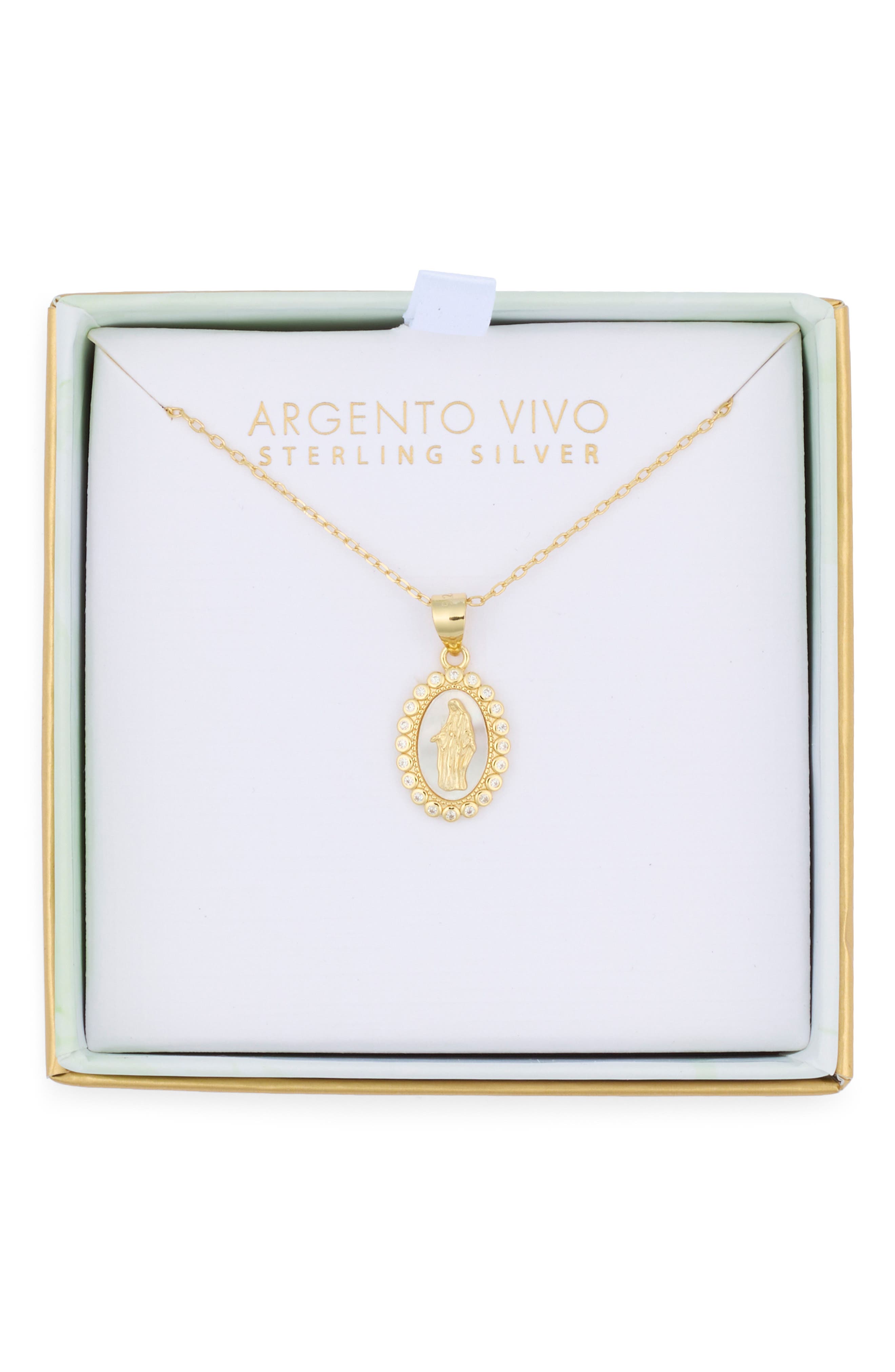Argento Vivo Sterling Silver Mother-of-Pearl Virgin Mary Pendant Necklace