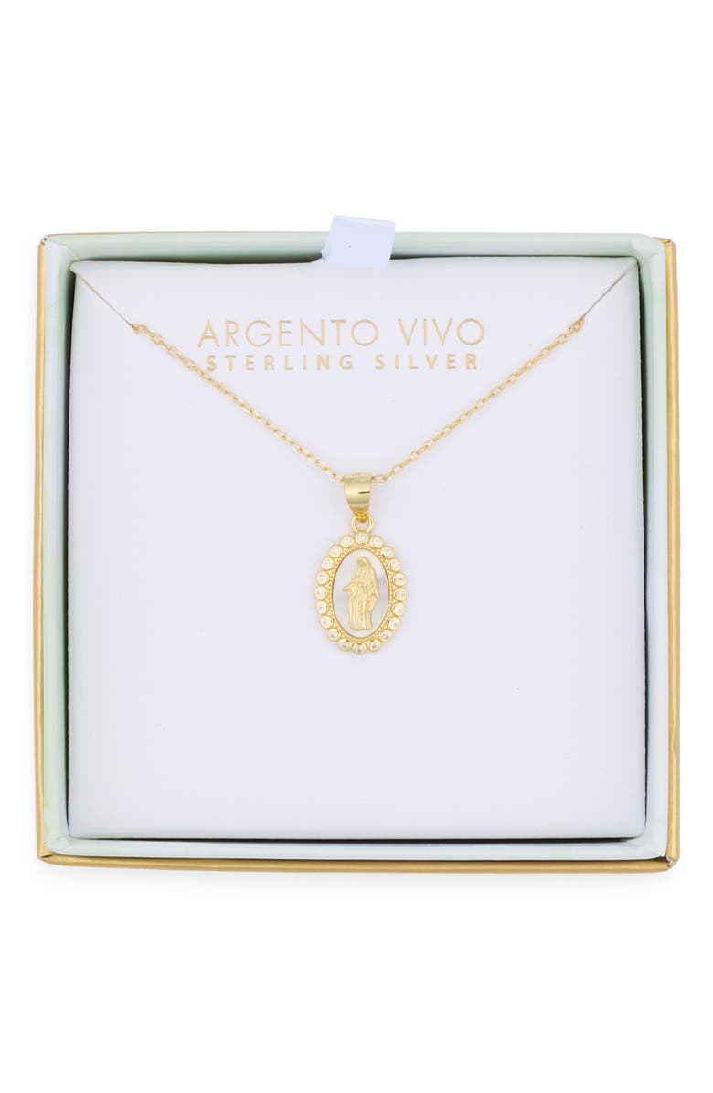 Argento Vivo Sterling Silver Mother-of-Pearl Virgin Mary Pendant Necklace, Main, color, Gold