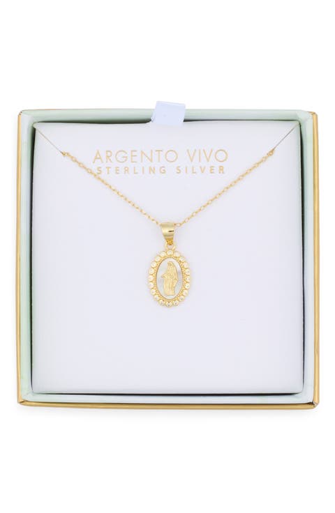 Mother-of-Pearl Virgin Mary Pendant Necklace