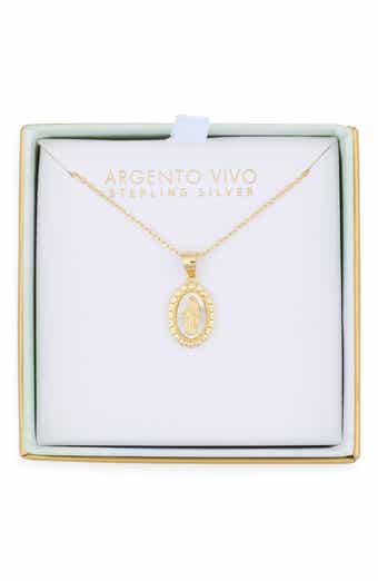 Argento Vivo Sterling Silver Mother-of-Pearl Virgin Mary Pendant Necklace