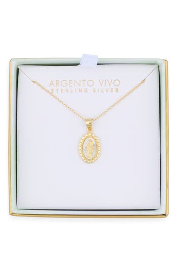 Argento Vivo Sterling Silver Mother-of-pearl Virgin Mary Pendant Necklace In Gold