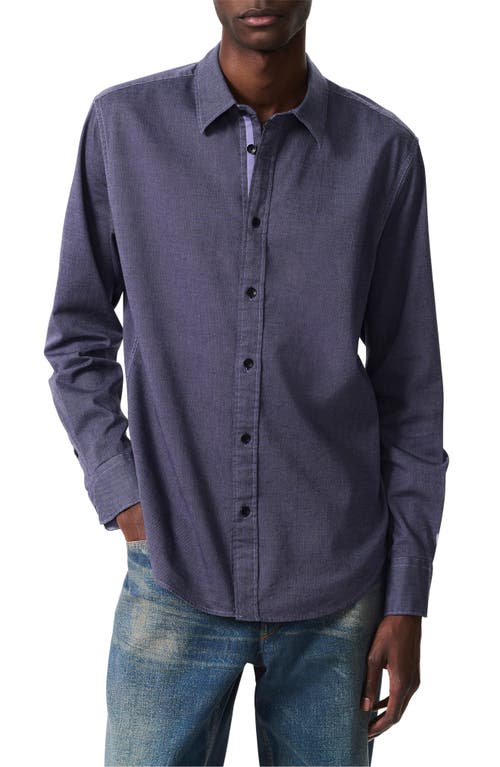 Rag & Bone Tomlin Stretch Dobby Button Front Shirt In Heron Blue