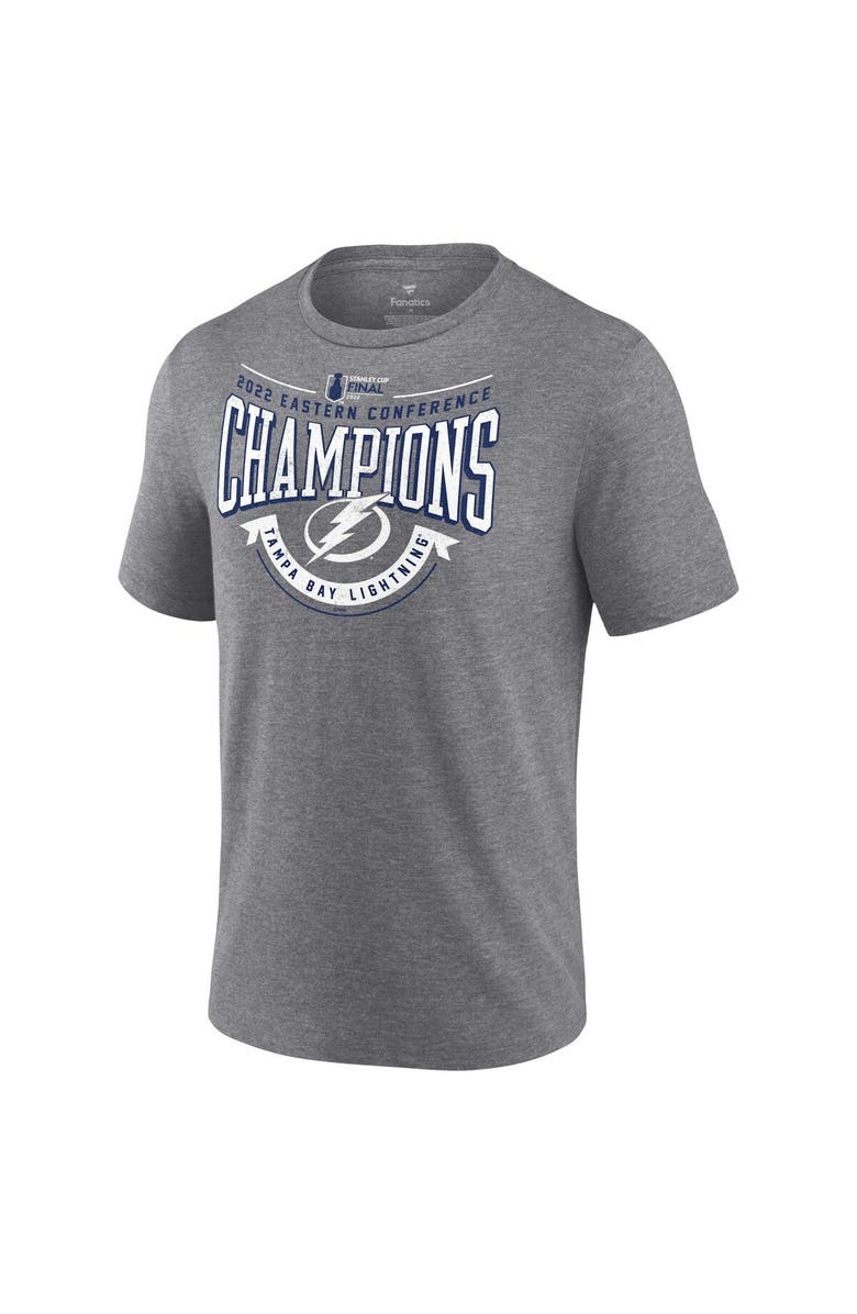 FANATICS Men's Fanatics Branded Heathered Gray Tampa Bay Lightning 2022 Eastern Conference Champions Go Ahead Goal Tri-Blend T-Shirt, Alternate, color, 