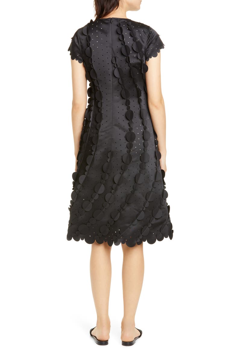 Laser Cut Circle Scalloped A-Line Dress, Alternate, color, BLACK