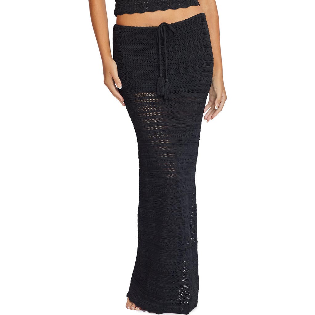 Pq Swim Open Stitch Cover-up Maxi Skirt In Black