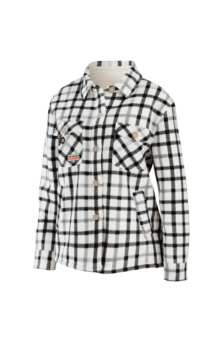WEAR by Erin Andrews Women's WEAR by Erin Andrews Oatmeal Philadelphia Flyers Plaid Button-Up Shirt Jacket, Alternate, color, Oatmeal