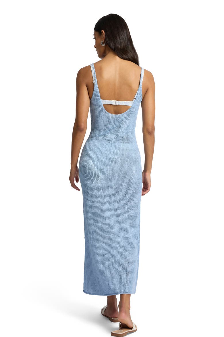 Textured Linen Sweater Scoop Maxi Dress, Alternate, color, Sky