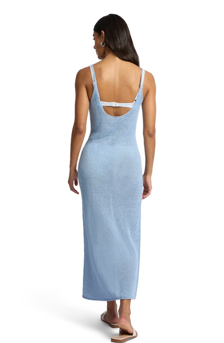 Onia Textured Linen Sweater Scoop Maxi Dress, Alternate, color, Sky