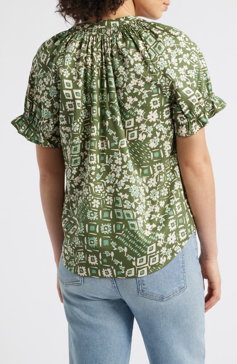 Wit & Wisdom Print Puff Sleeve Top, Alternate, color, Rolling Hill Green Multi
