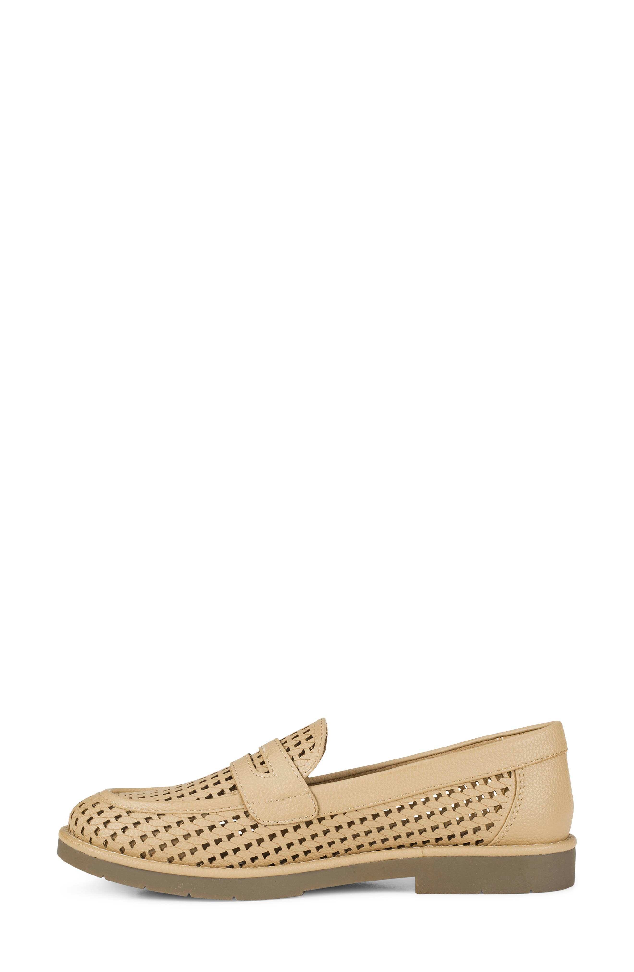 Calli Woven Faux Leather Loafer, Alternate, color, CAMEL
