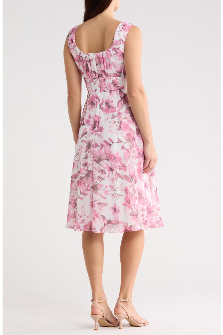 Pleated Chiffon Midi Dress, Alternate, color, PINK