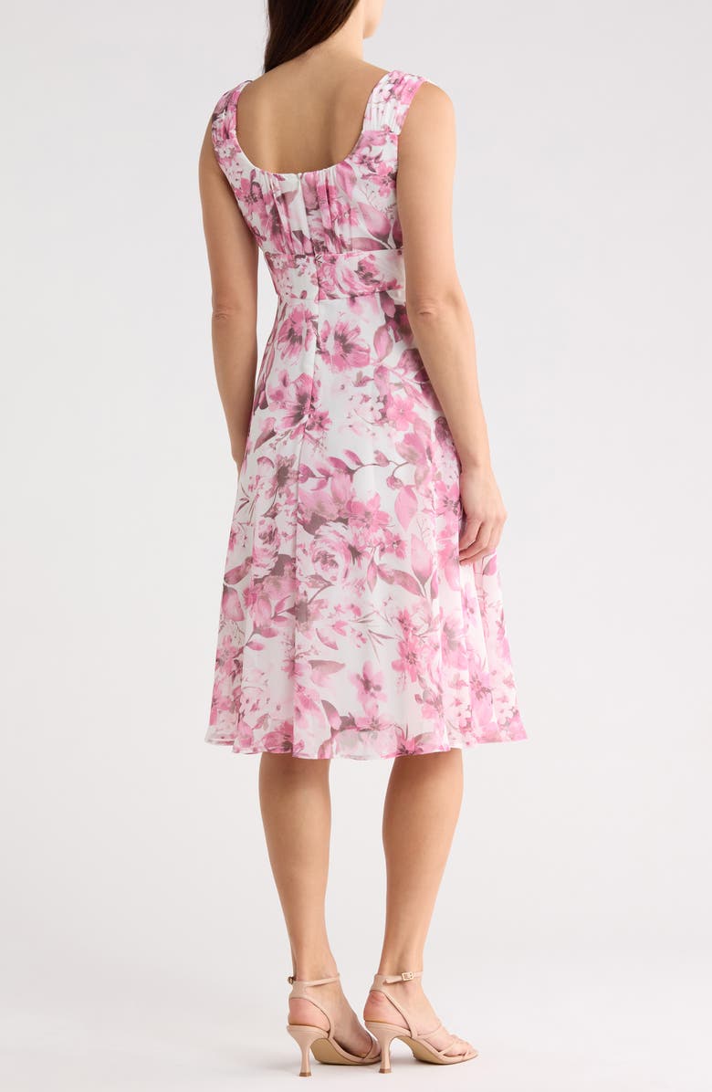 Connected Apparel Pleated Chiffon Midi Dress, Alternate, color, Pink