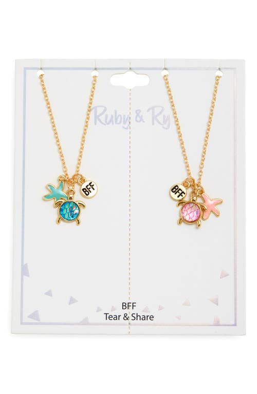 Ruby & Ry Kids' Sealife Charm BFF Set of 2 Pendant Necklaces in Gold 