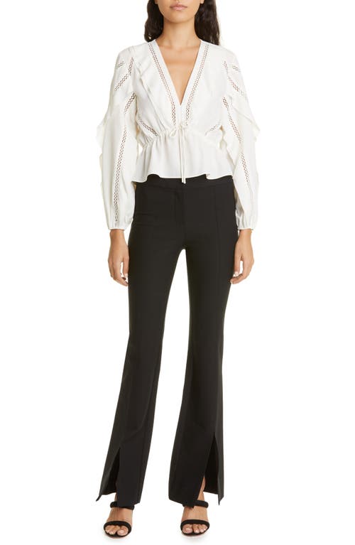 Derek Lam 10 Crosby Maeve Slit Hem Stretch Cotton Flare Trousers In Black